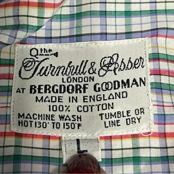 Turnbull & Asser Short Sleeve Shirt Men’s Cotton Made in England Size Large - Picture 5 of 5